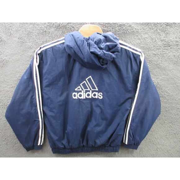 NWT Adidas TEAM Vintage 90s Y2K Boundry Quilted Men Large Nylon Jacket w/Hood